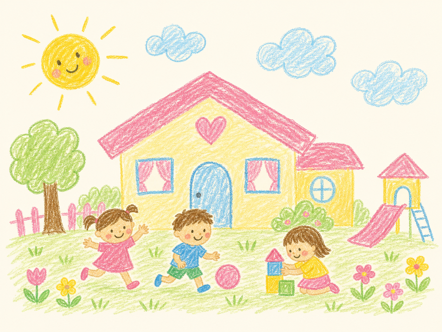아이들이 크레파스로 그린 봄봄어린이집 그림